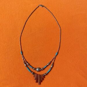 Elegant Beaded Necklace with Turquoise Accents Used 18”5L Spain